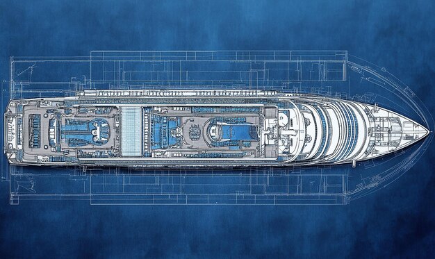 Photo a blueprint of a luxury cruise ship