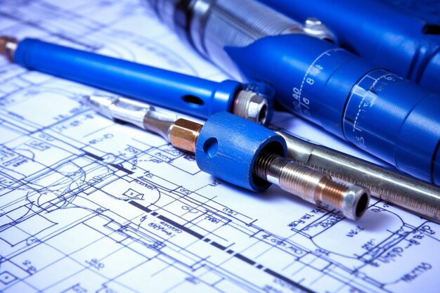 Photo blueprint for plumbing repair with tools