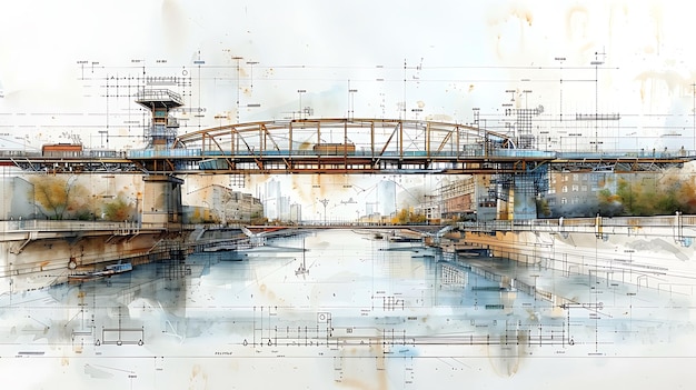 Blueprint an urban river crossing with pedestrian bridge designs ferry terminals and bike paths