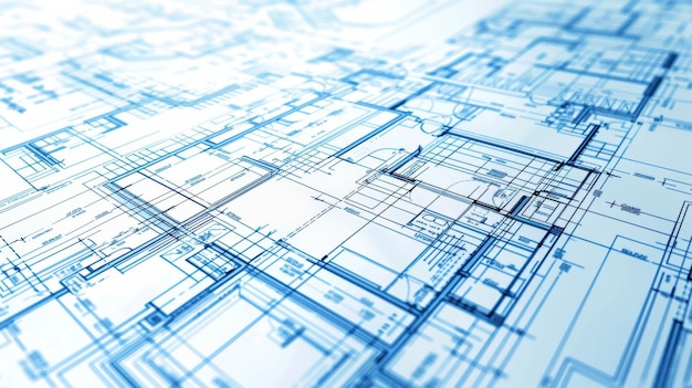 Photo a bluetinted architectural blueprint for a building or home