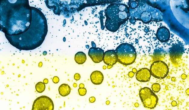 Blueyellow texture Abstraction from stains Smoke and bubbles Trendy background