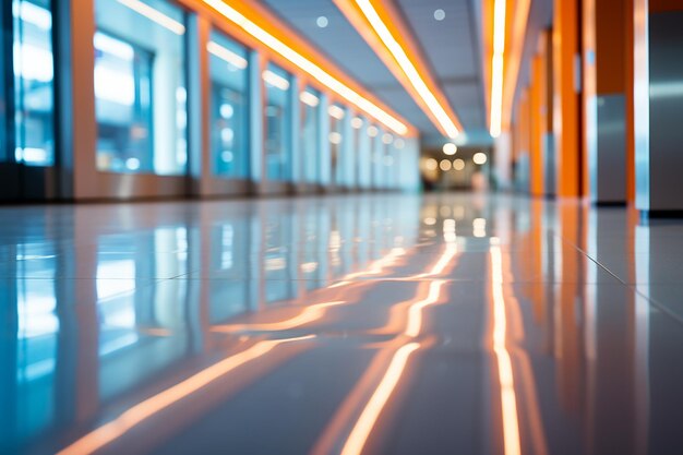 Blur Abstract Background of Corridor in a Clean Hospital