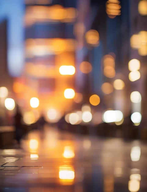 Blur Background city abstract with sunset and beautiful lighting bokeh motion focus in the morning