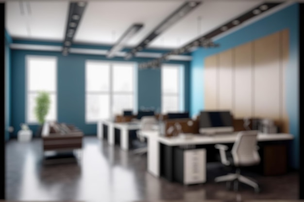 Blur background of modern office interior design Contemporary workspace for creative business