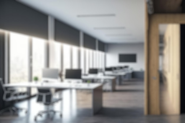 Blur background of modern office interior design Contemporary workspace for creative business