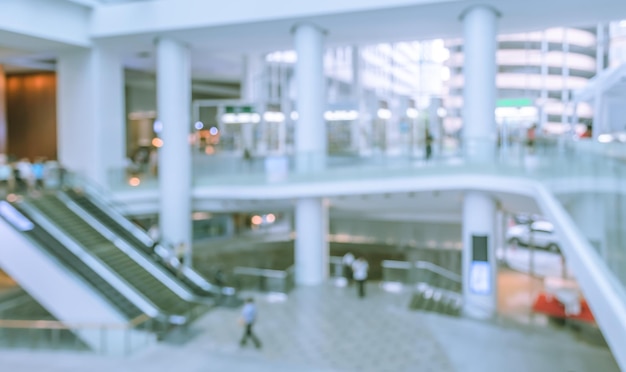 Blur image of escalators at the modern shopping mall