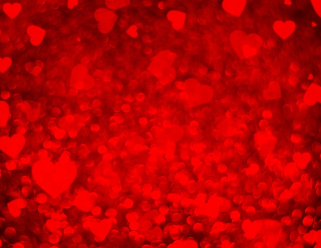 Blur red heart bokeh background