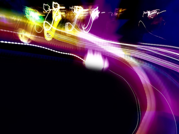 Blur space travel concept with blurred lights trails making pattern on background