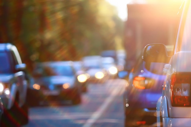 blurred abstract city / bokeh car lights background in night city, traffic jams, highway, night life