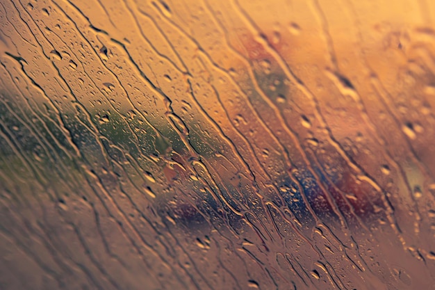 Blurred abstract vehicle driving in the heavy rain.