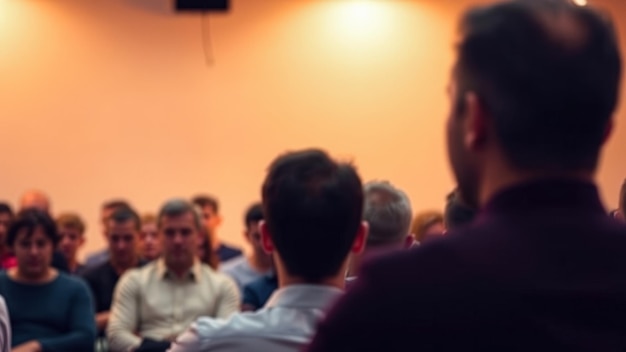 Blurred Background of a Conference Room with People Sitting