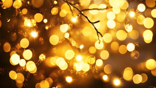 A blurred background of golden lights creating a warm festive atmosphere