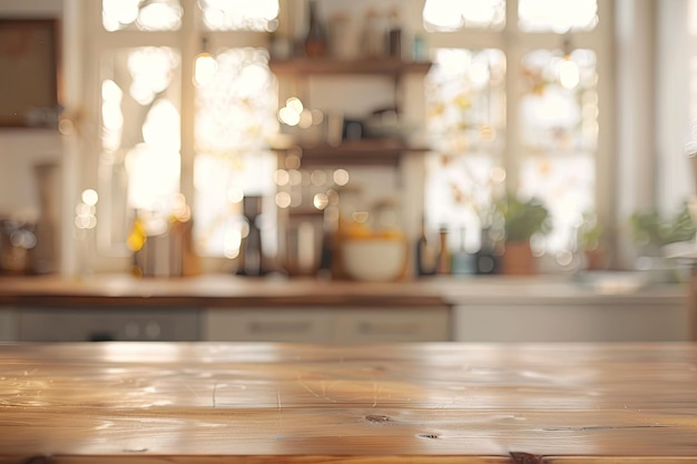 blurred background of kitchen with round