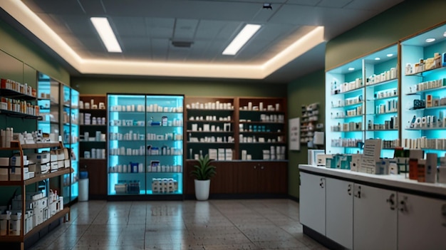 Photo blurred background of a pharmacy