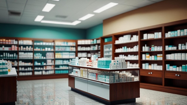 Photo blurred background of a pharmacy