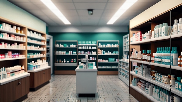 Photo blurred background of a pharmacy