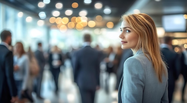 Blurred background photos of business elites at business gatherings