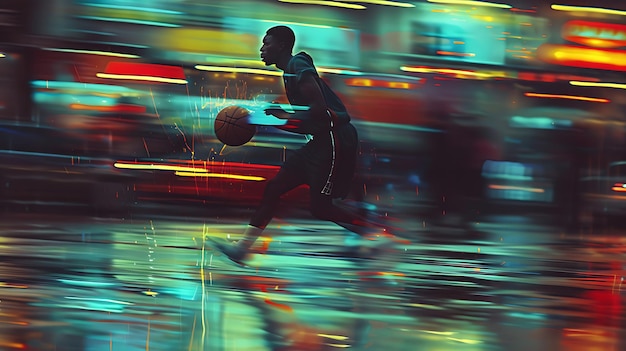 Photo blurred background of sports playing scene with dynamic action and motion