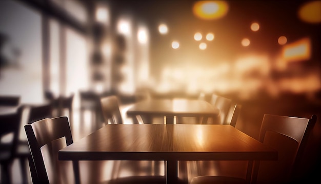 Blurred bokeh of the dining tables and chairs in vintage style image