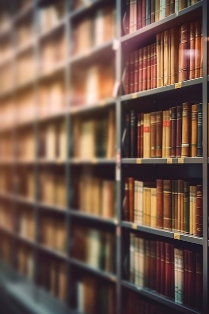 Blurred bookshelf in the library created with generative AI