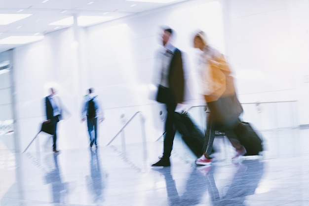 Blurred business people at a trade fair