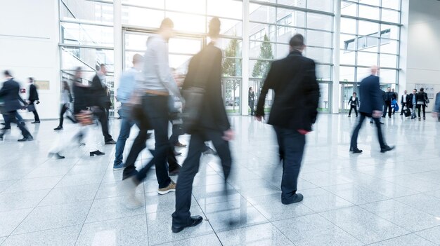 Blurred business people at a tradeshow