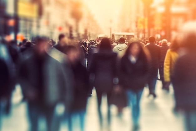 Blurred business people walking in the city scape