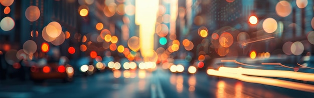 Photo blurred city lights and traffic at sunset