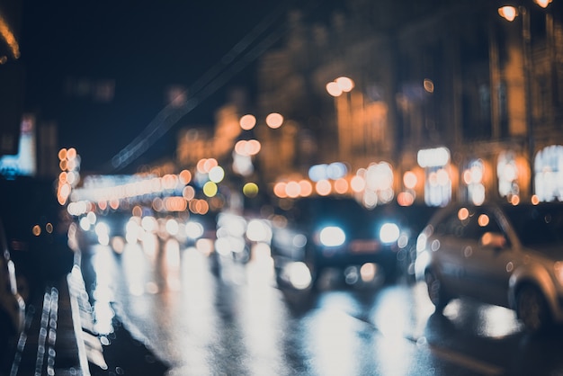 Blurred city at night. Bokeh