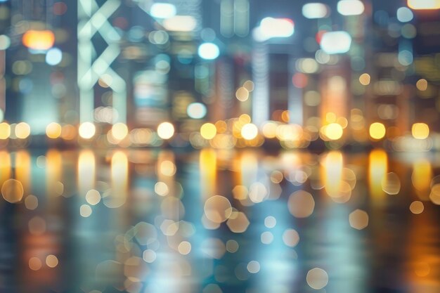 Photo blurred cityscape background with twinkling lights perfect for urbanthemed presentations