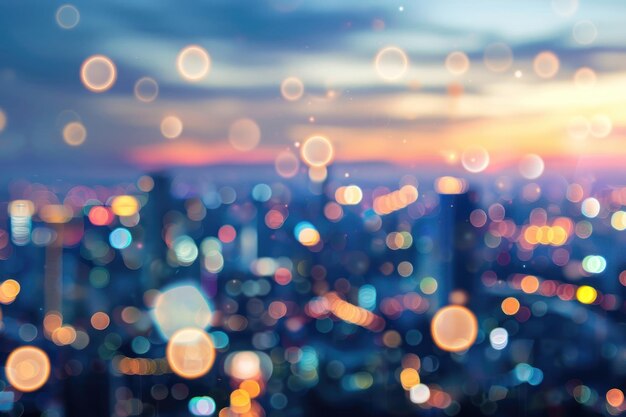 Photo blurred cityscape background with twinkling lights perfect for urbanthemed presentations