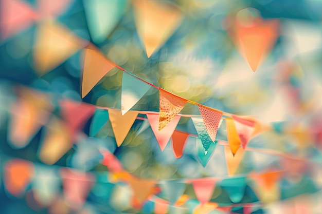 Blurred Colorful Flags for Summer Outdoor Event Celebration