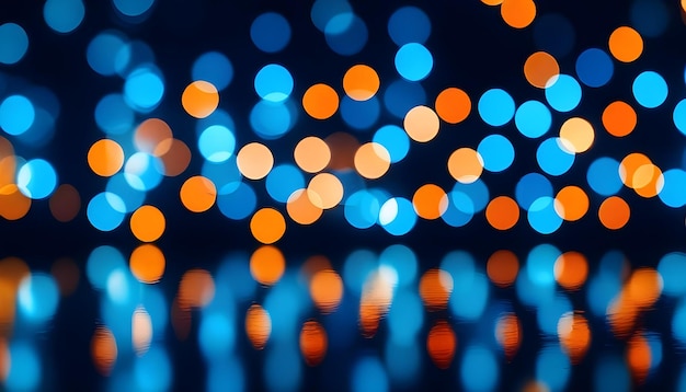 Photo blurred colorful lights blue and orange bokeh lights against a dark background 3