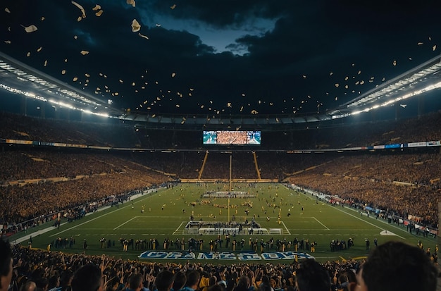 Blurred crowd of spectators on stadium at a sporting event