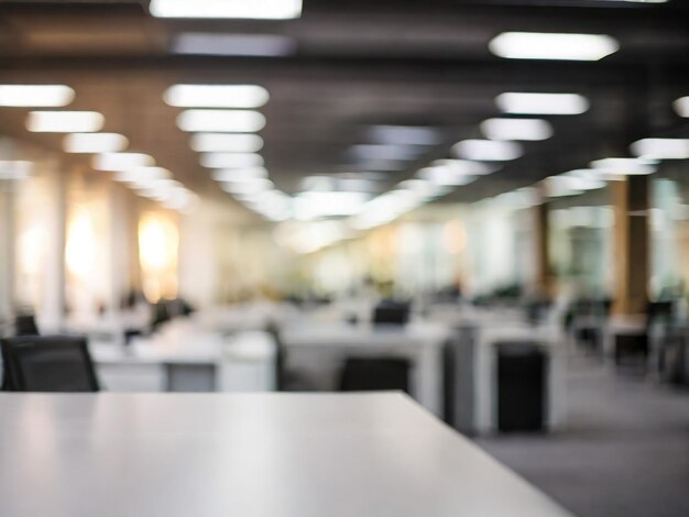 Blurred empty open space office Abstract light bokeh at office interior background for design