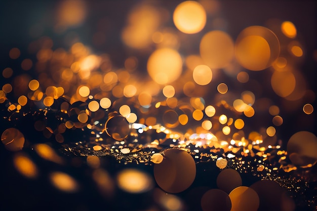 Blurred gold defocused lights and glitter abstractgenerative ai