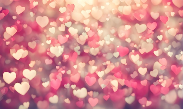 Photo blurred hearts background vibrant and romantic