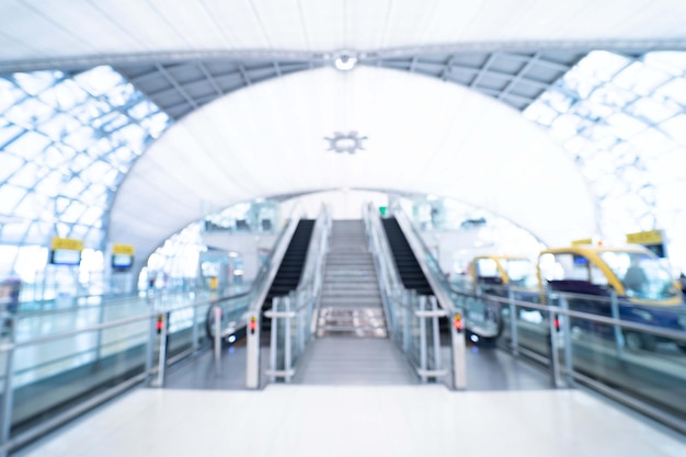 Blurred image of airport terminal background with bokeh light