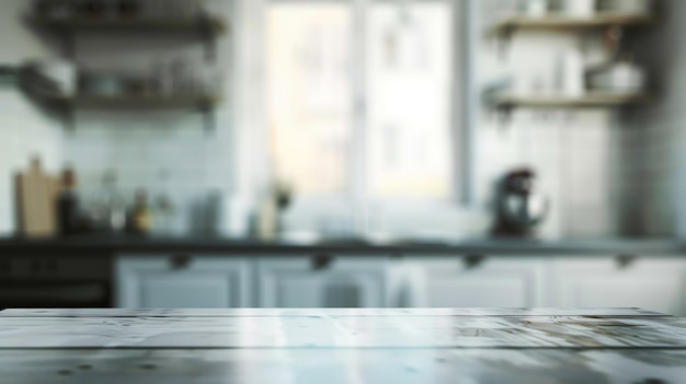 Blurred image of modern kitchen interior for background usage Collage