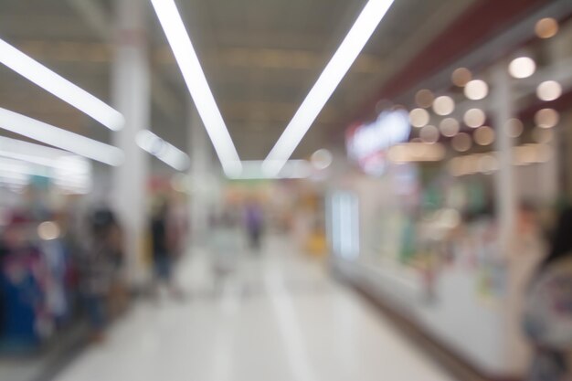 Blurred image of people walking at shopping mall