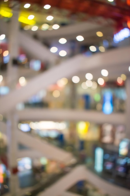 Blurred image of people walking at shopping mall