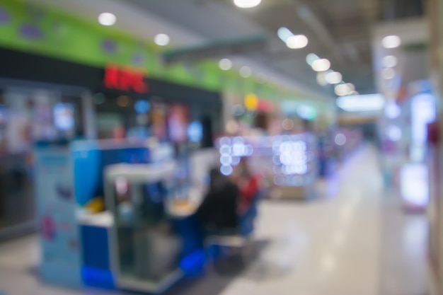 Blurred image of people walking at shopping mall