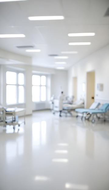 Blurred interior of hospital abstract medical background