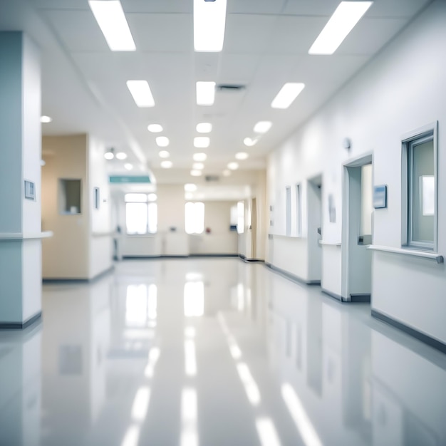 Blurred interior of hospital abstract medical background