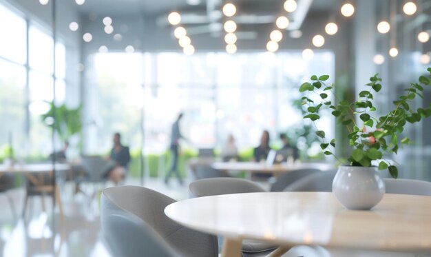 Blurred interior workplace in the Corporate Office Business Office With Blurred People