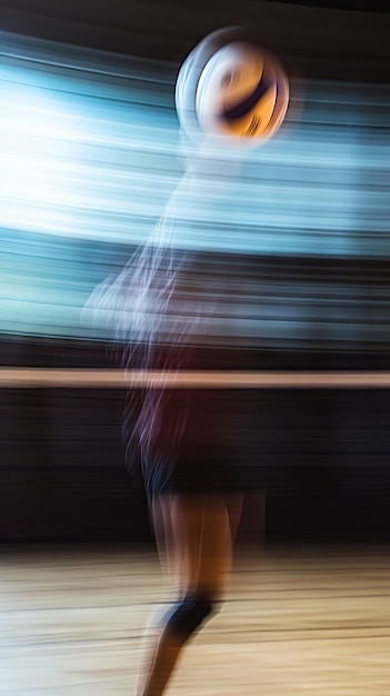 Photo blurred motion of a volleyball player in action