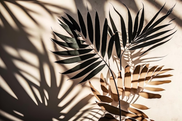 Blurred natural palm leaves shadow background Illustration AI Generative