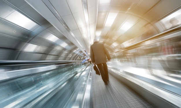 Blurred passengers on a airport