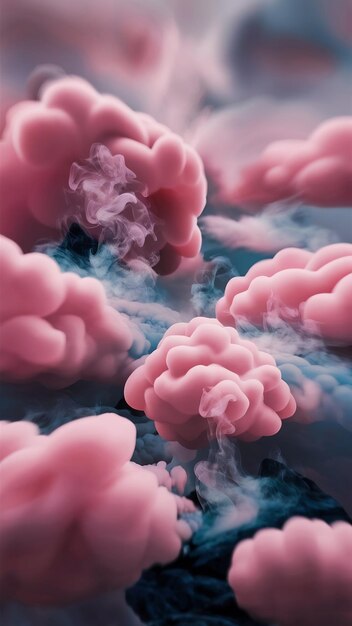 Photo blurred pattern of pink thick cloudsblurred drawing of pink thick clouds clouds of mystical smoke