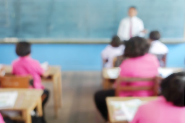 Blurred primary school classroom in Thailand. 